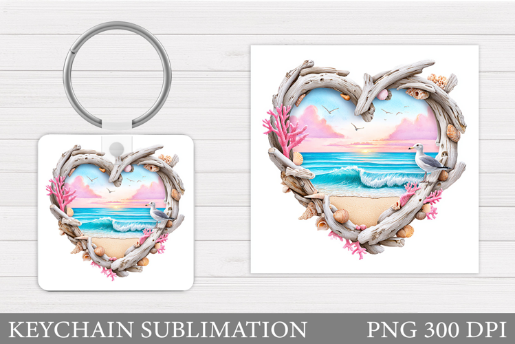 Sea Keychain Sublimation. Beach Keychain Design