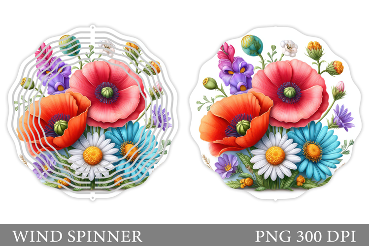 Floral Wind Spinner Sublimation. Flowers Wind Spinner Design