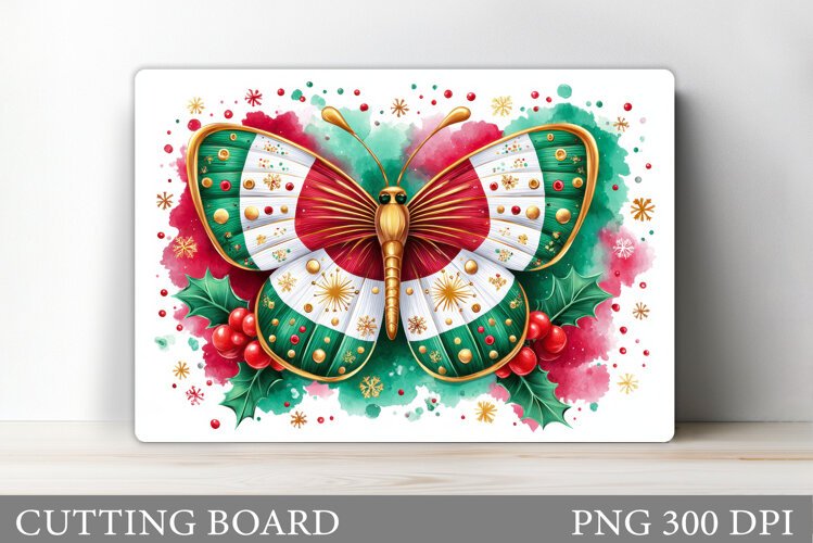 Christmas Butterfly Cutting Board. Christmas Cutting Board example image 1