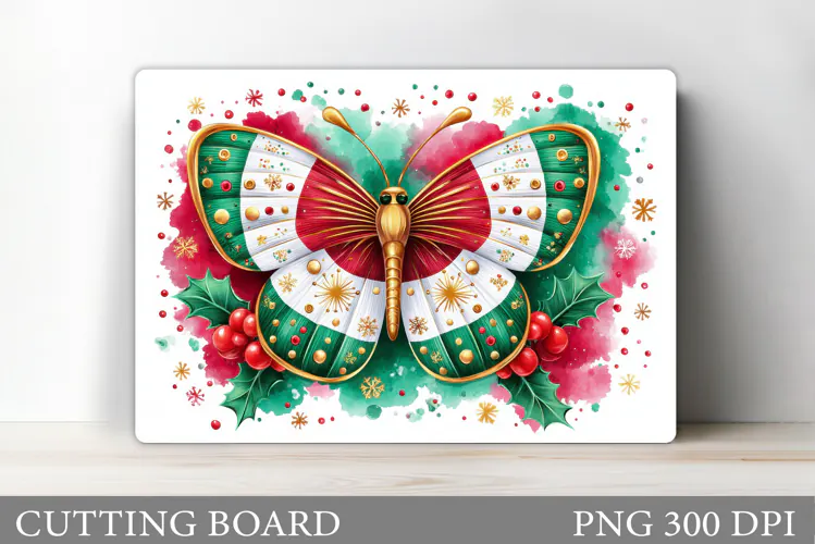 Christmas Butterfly Cutting Board. Christmas Cutting Board