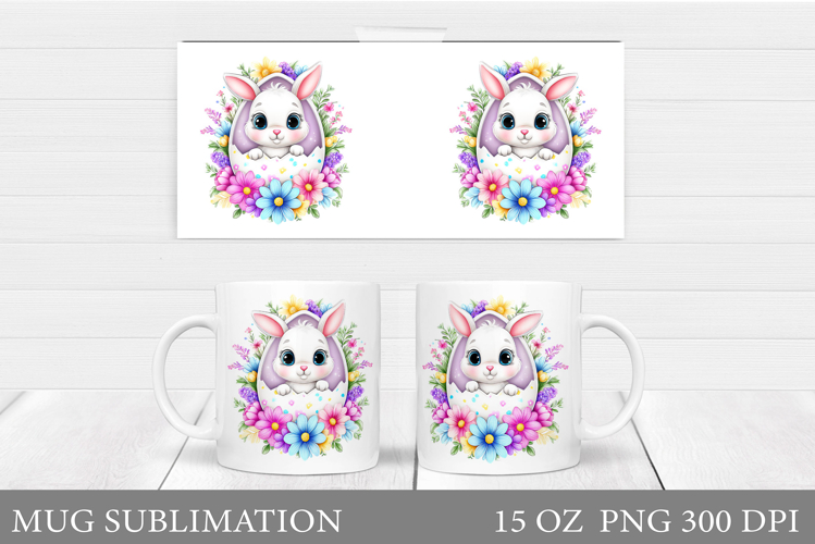 Easter Bunny Mug Design. Bunny Easter Mug Wrap Sublimation
