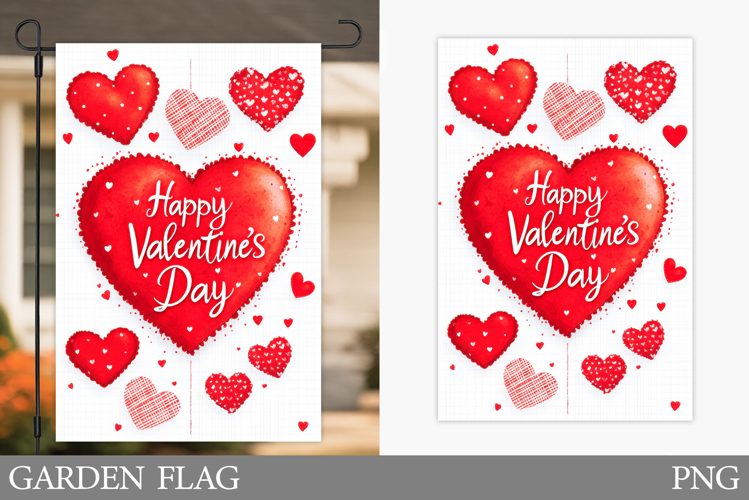 Valentine Garden Flag Design. Valentines Heart Garden Flag