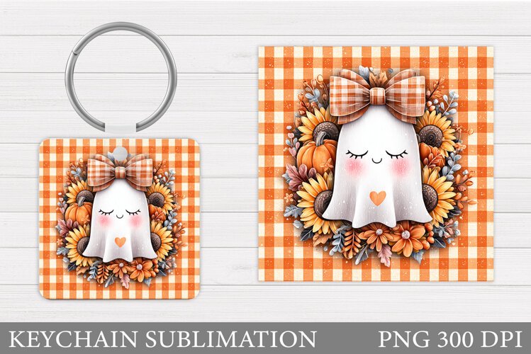 Cute Ghost Keychain Design. Halloween Keychain Sublimation example image 1