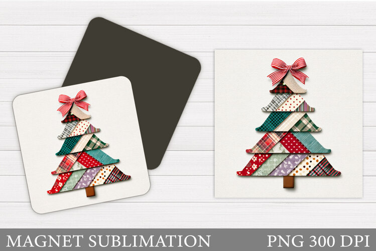 Patchwork Christmas Tree Magnet. Christmas Magnet Design example image 1