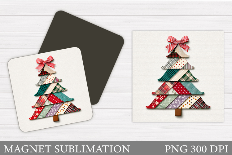 Patchwork Christmas Tree Magnet. Christmas Magnet Design