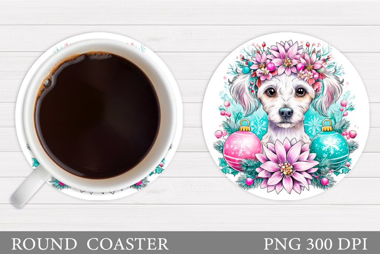 Christmas Dog Coaster Sublimation. Christmas Coaster Design