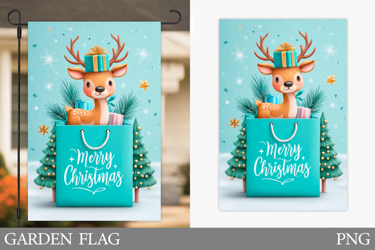Cute Deer Garden Flag. Christmas Garden Flag Sublimation