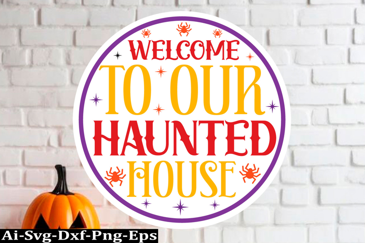 Halloween round sign Svg Design,Halloween Quotes Spooky Hall