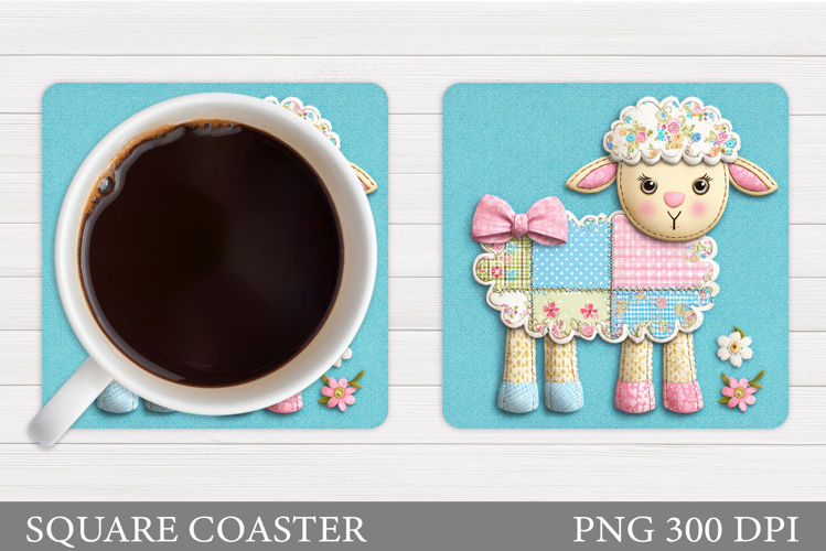 Cute Lamb Coaster Design. Cute Lamb Sublimation