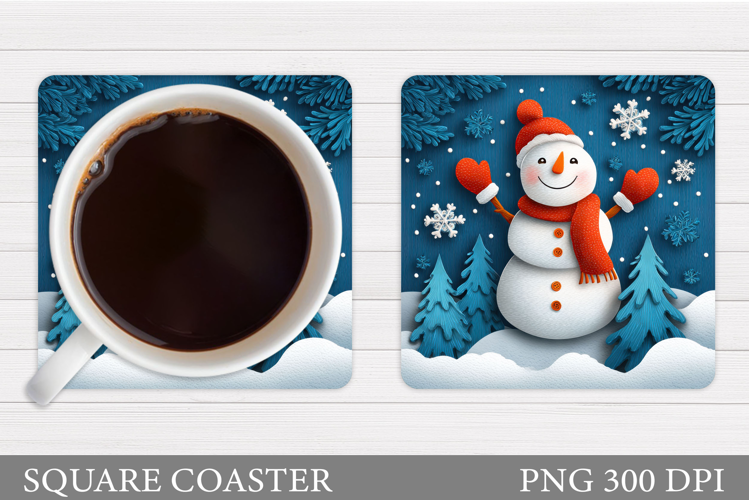 Cute Snowman Coaster Design. Christmas Coaster Sublimation