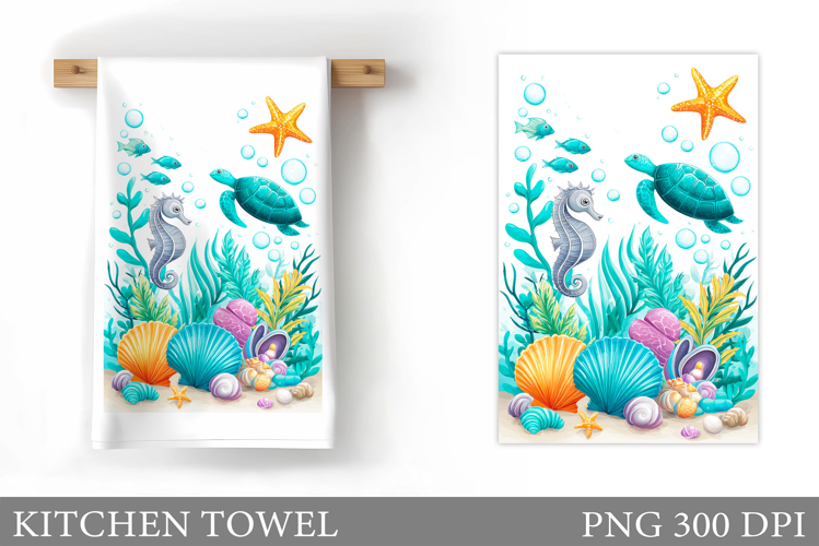 Sea Animals Kitchen Towel. Sea Kitchen Towel Sublimation