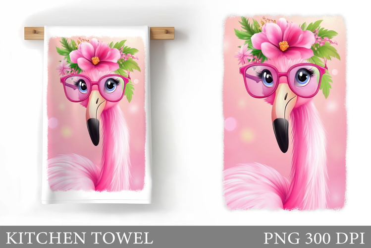 Flamingo Kitchen Towel Design. Summer Kitchen Towel