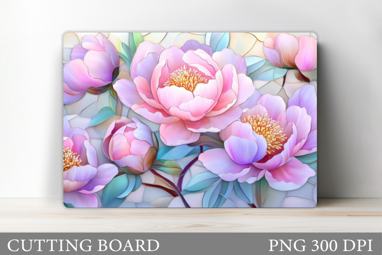 Peony Cutting Board Sublimation. Floral Cutting Board Design