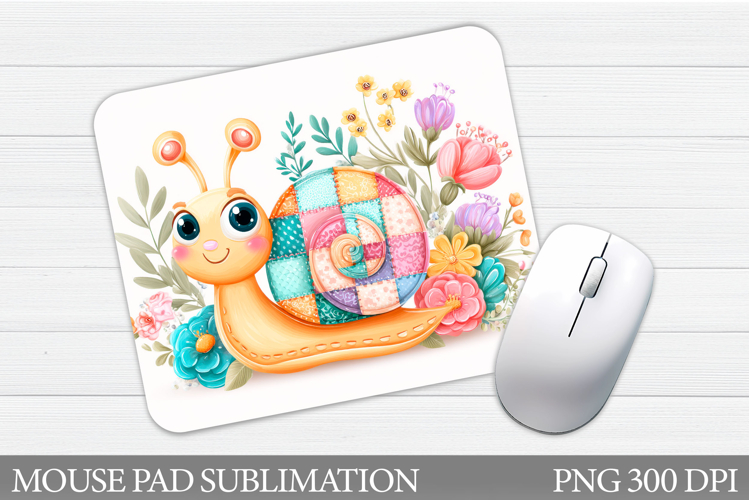 Patchwork Snail Mouse Pad. Cute Snail Sublimation