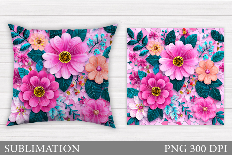 Flowers Pillow Design. Floral Pillow Sublimation