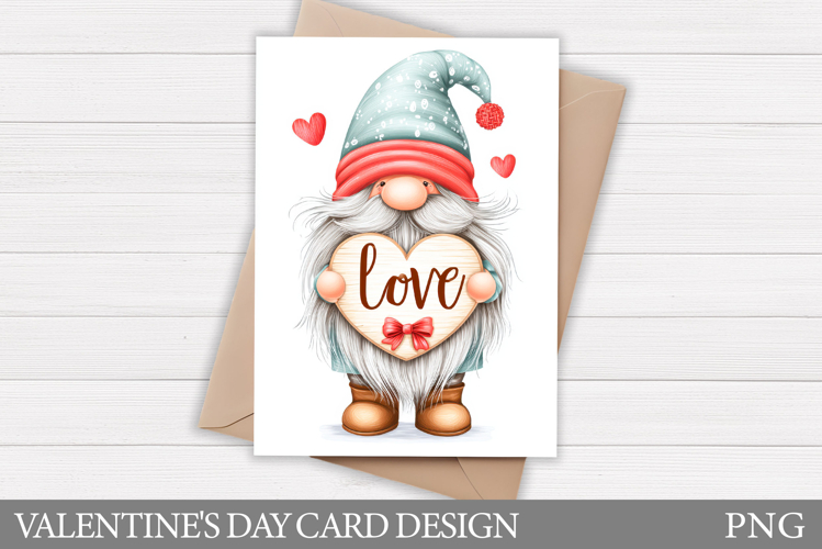 Valentines Gnome Card Printable. Valentines Card Design