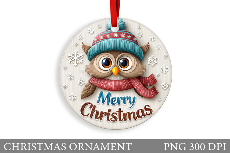 Christmas Owl Christmas Ornament. Christmas Owl Sublimation example image 1