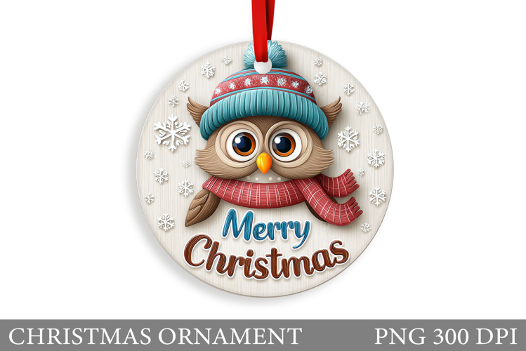 Christmas Owl Christmas Ornament. Christmas Owl Sublimation