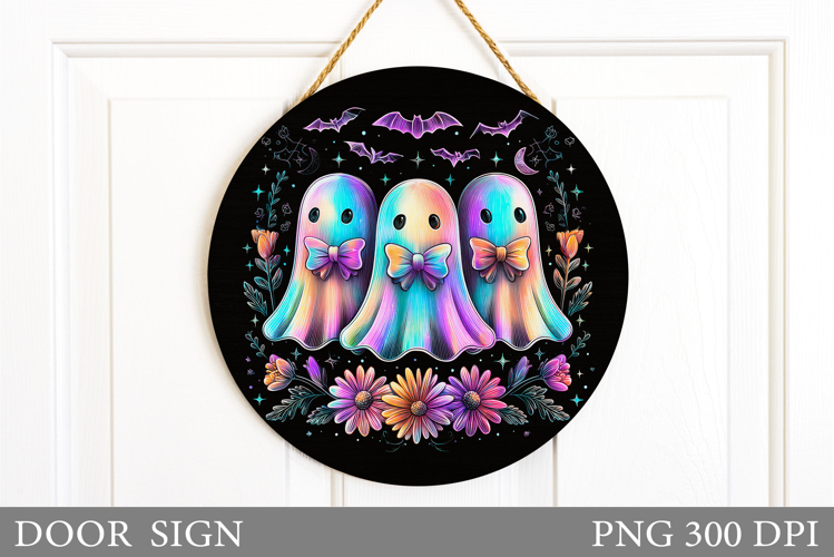 Cute Ghost Door Sign Design. Halloween Door Sign Sublimation