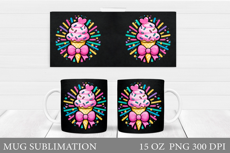 Ice Cream Mug Wrap Design. Summer Mug Sublimation