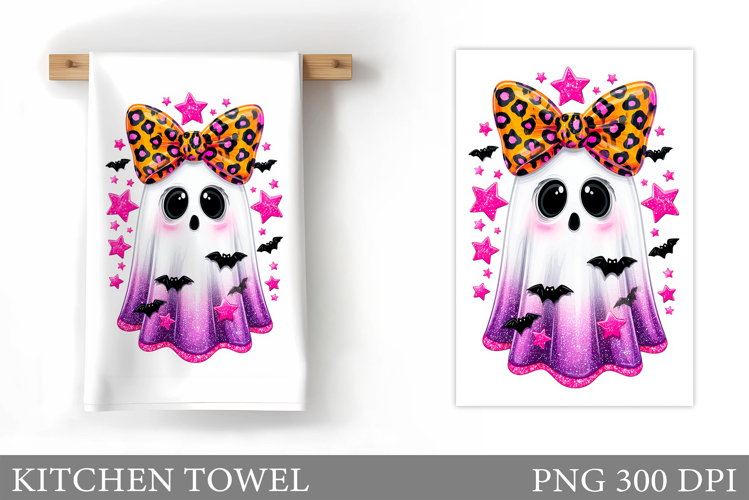 Cute Ghost Kitchen Towel. Cute Halloween Kitchen Towel