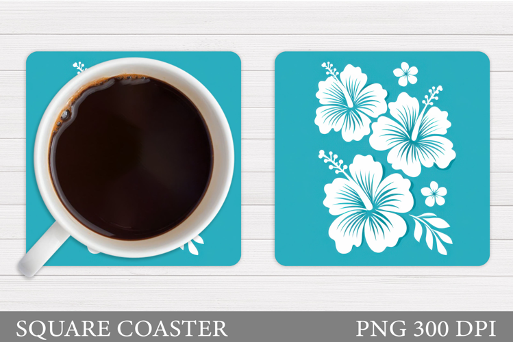 Tropical Flowers Coaster. Floral Coaster Sublimation