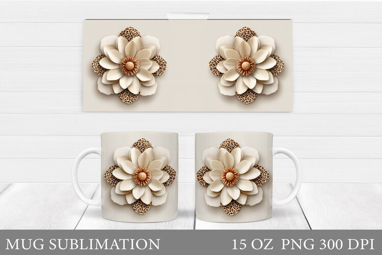 Floral Mug Wrap Design. Flower Mug Sublimation example image 1