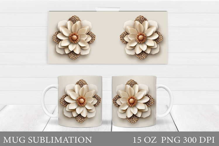Floral Mug Wrap Design. Flower Mug Sublimation