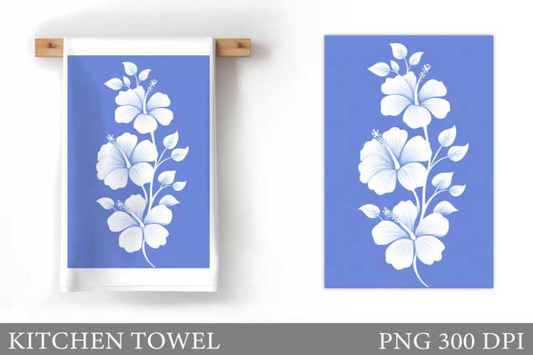 Tropical Flowers Kitchen Towel. Floral Kitchen Towel Design