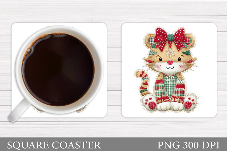 Christmas Tiger Coaster. Christmas Coaster Sublimation