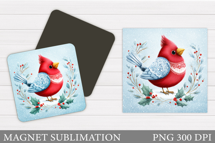Christmas Bird Magnet. Christmas Magnet Sublimation