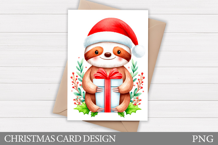 Christmas Card Design. Christmas Sloth Card Printable