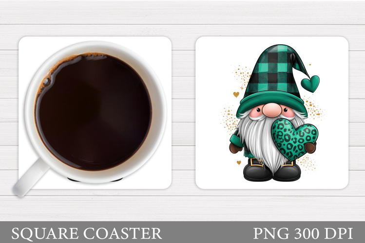 St Patrick Gnome Coaster. St Patrick Coaster Sublimation