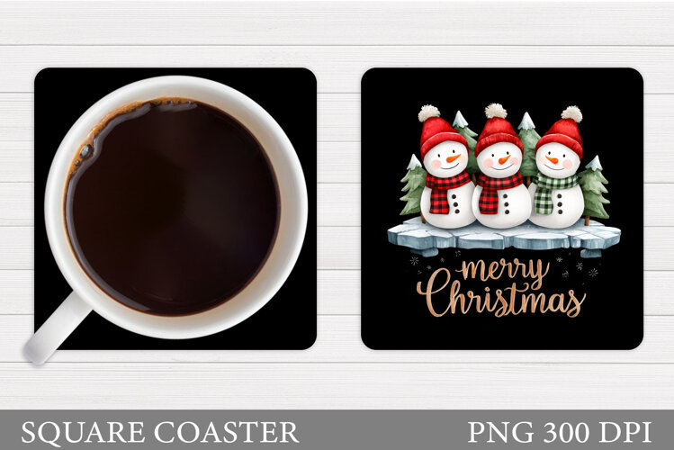Cute Snowman Coaster Design. Christmas Coaster Sublimation example image 1