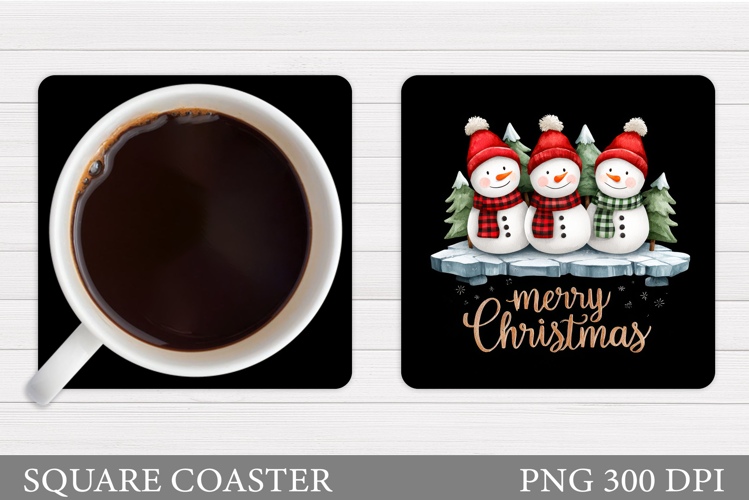 Cute Snowman Coaster Design. Christmas Coaster Sublimation