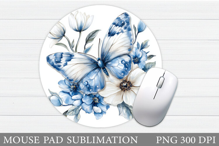 Butterfly Mouse Pad Sublimation. Flowers Mouse Pad Design example image 1