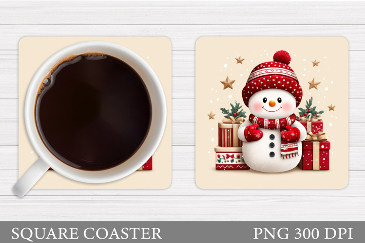 Cute Snowman Coaster. Christmas Coaster Sublimation