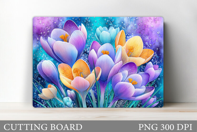 Crocus Cutting Board. Flowers Cutting Board Sublimation example image 1