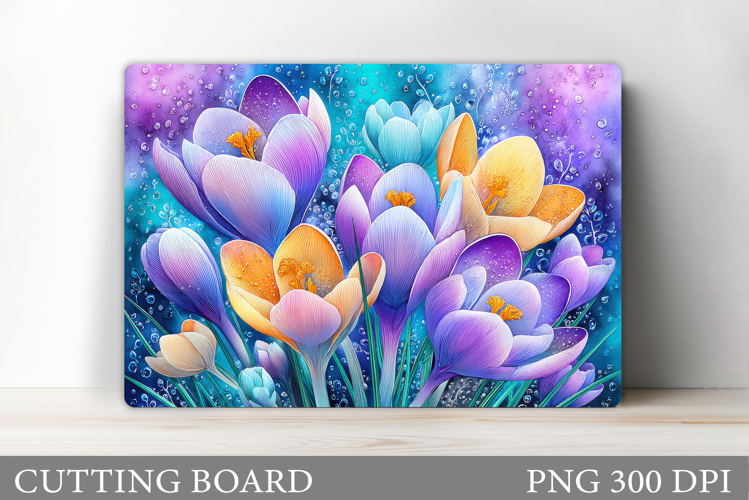 Crocus Cutting Board. Flowers Cutting Board Sublimation