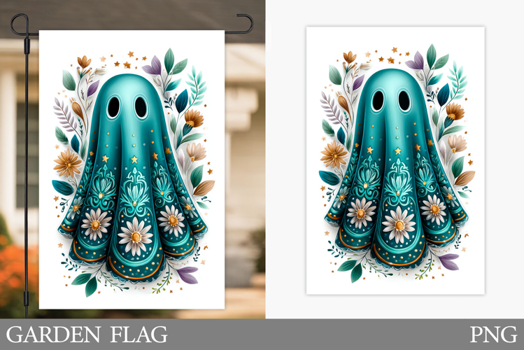Cute Ghost Garden Flag. Cute Halloween Garden Flag Design