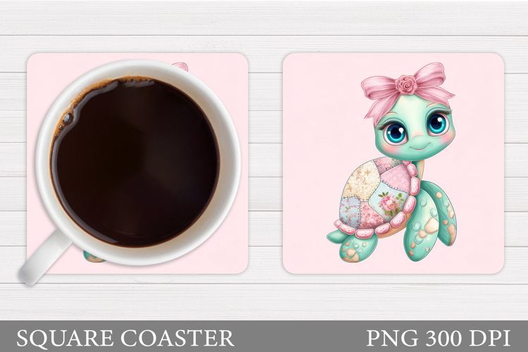 Patchwork Turtle Coaster. Sea Turtle Coaster Design