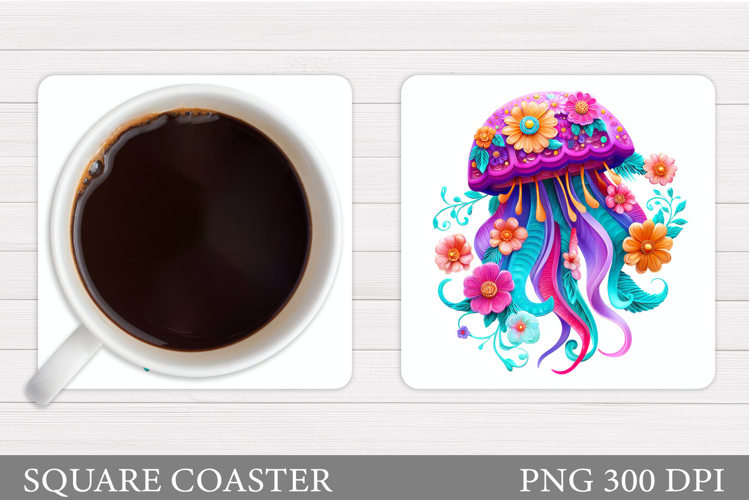 Jellyfish Coaster Sublimation. Sea Coaster Design