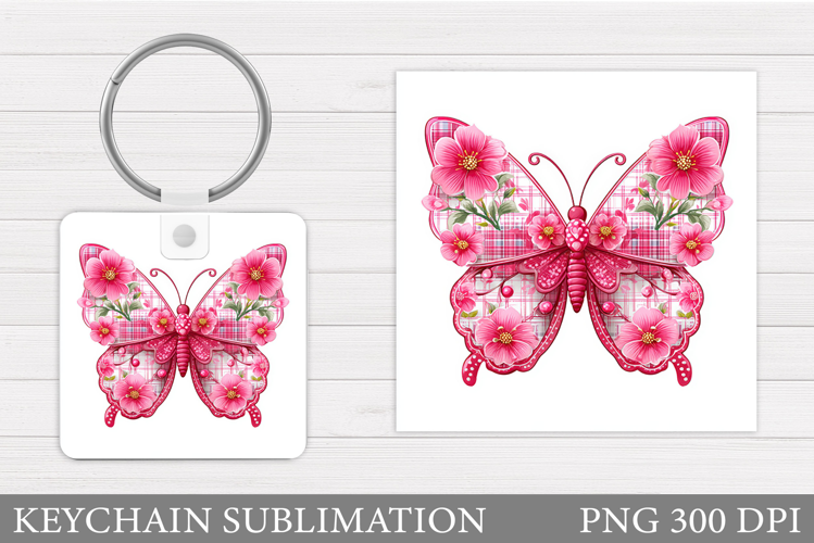 Butterfly Flowers Keychain. Butterfly Keychain Sublimation