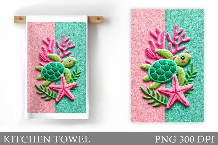 Turtle Kitchen Towel Design. Sea Kitchen Towel Sublimation