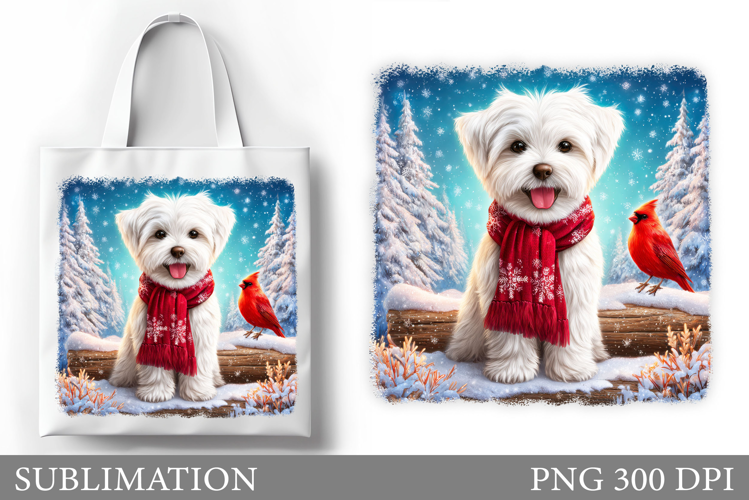 Christmas Dog Tote Bag. Christmas Tote Bag Sublimation