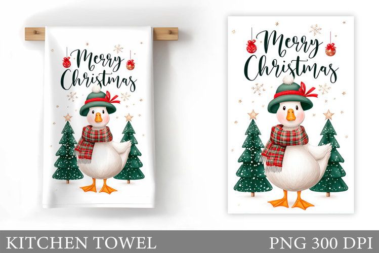 Christmas Goose Kitchen Towel. Christmas Kitchen Towel