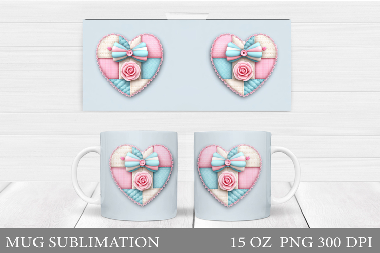 Heart Mug Wrap Design. Valentines Mug Sublimation