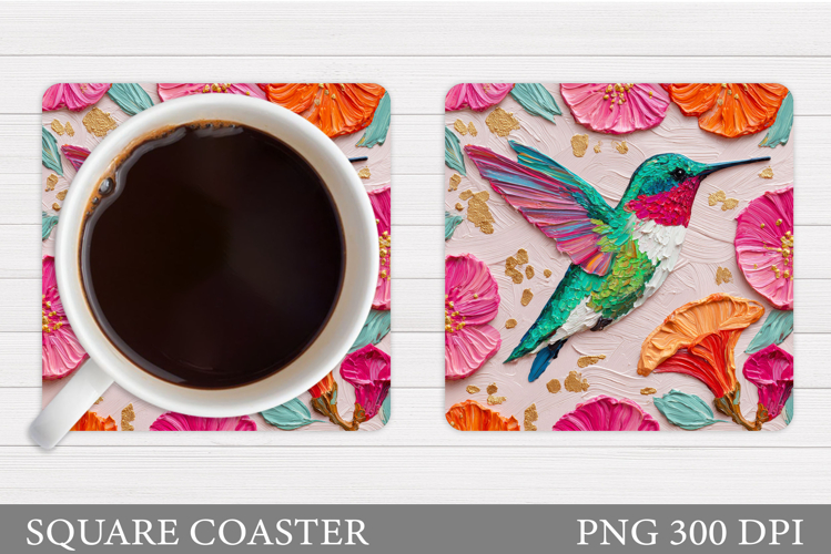 Hummingbird Square Coaster. Hummingbird Coaster Sublimation