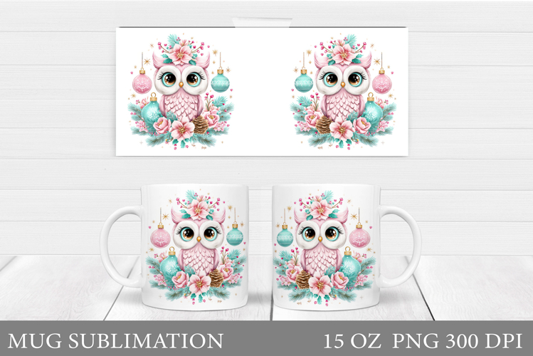 Christmas Owl Mug Design. Christmas Mug Sublimation