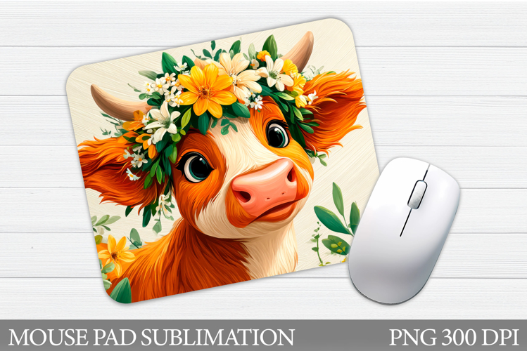 Summer Cow Mouse Pad Design. Cow Sublimation example image 1